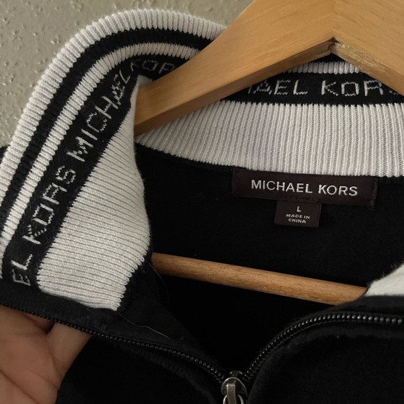 Michael Kors Men’s Black 1/4 Zip Sweater L | Classic Cotton Rib Knit Pullover - Picture 9 of 14